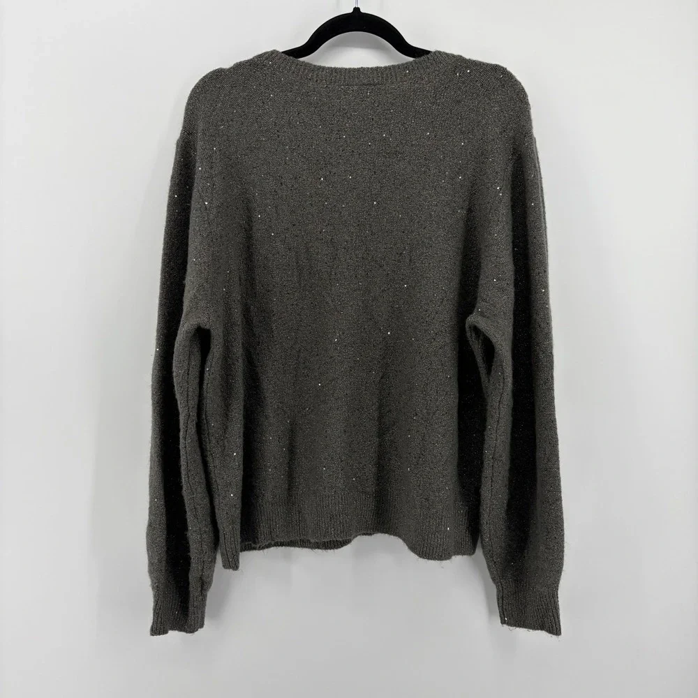 LOFT‎ Outlet Womens Gray Sparkle Sequin Crew Neck Sweater Pullover XXL